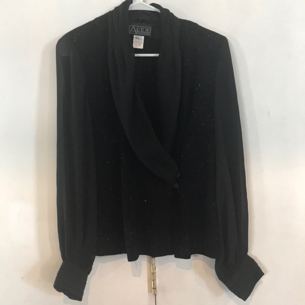 L Fancy Sparkly black blouse